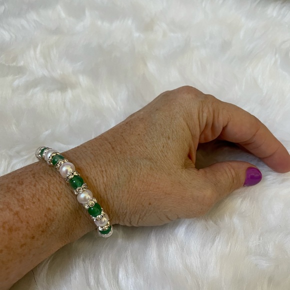 Mix & match FWC Pearl stretch bracelets, black, white or green beads (3 pcs) - Picture 10 of 11